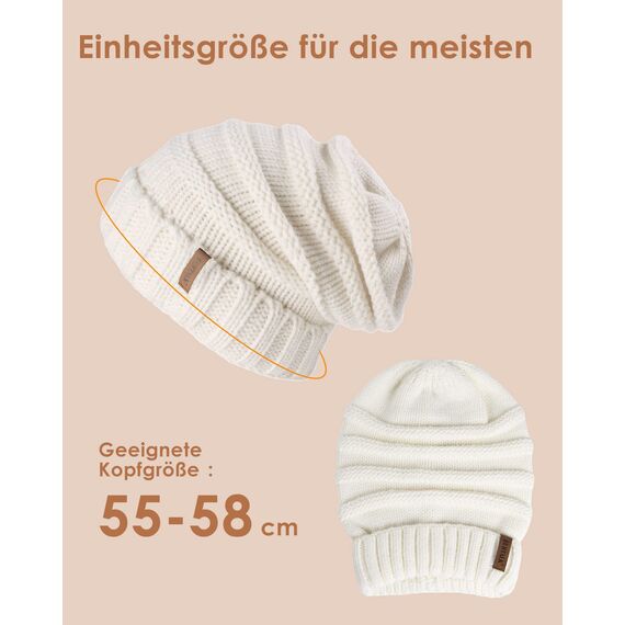 FURTALK Gestrickte Winter Slouchy Beanie Mütze Oversized Unisex Crochet Cable Ski Cap Baggy Slouch Hüte für Frauen Männer, Weiß, Einheitsgröße