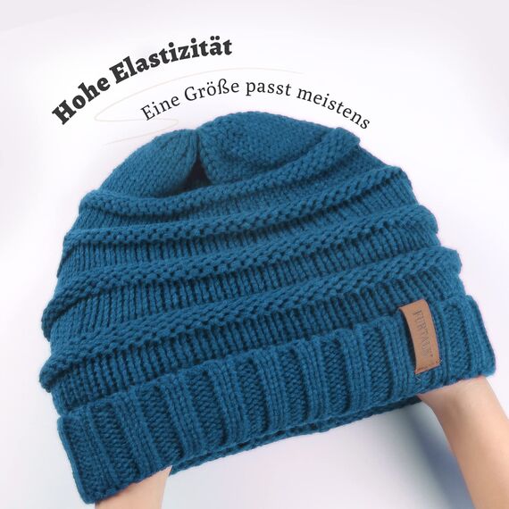 FURTALK Strickmütze Damen Slouch Beanie Mütze Street Style Grobstrick Wintermützen Klassische Weiche Beanie Winter