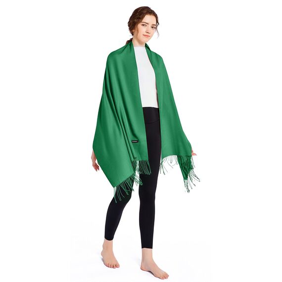 ELF KUCKUCK Schal Damen Winter Baumwolle Winterschal Pashmina Frauen Halstuch, Dunkelgrün