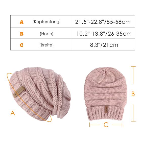 FURTALK Gestrickte Winter Slouchy Beanie Mütze Oversized Unisex Crochet Cable Ski Cap Baggy Slouch Hüte für Frauen Männer, Rosa, Einheitsgröße