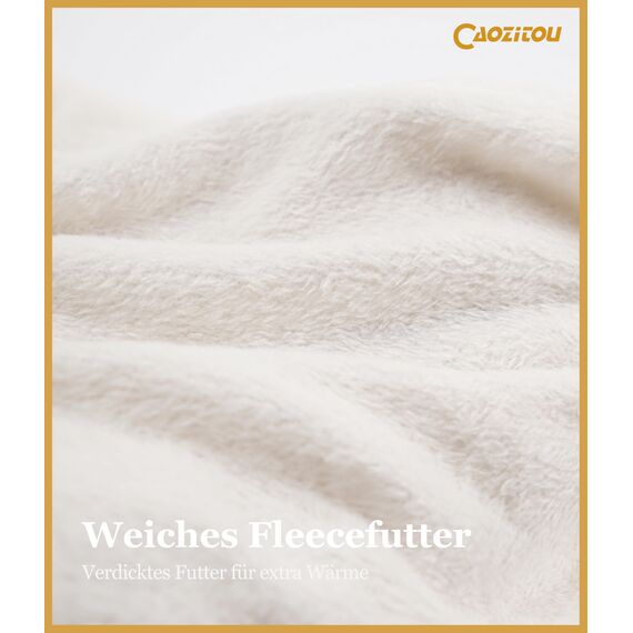 CAOZITOU Mütze Damen Winter, Beanie Wintermütze Thermo Warm Fleece, Weiche Strickmütze für Outdoorsport (Weiß)