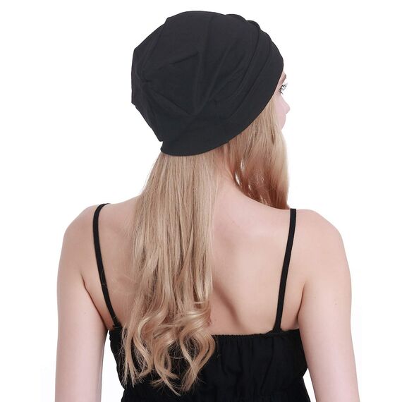 osvyo Baumwolle Chemo Hüte Soft Caps Krebs Kopfbedeckungen für Frauen Haarausfall versiegelt Verpackung SCHWARZ