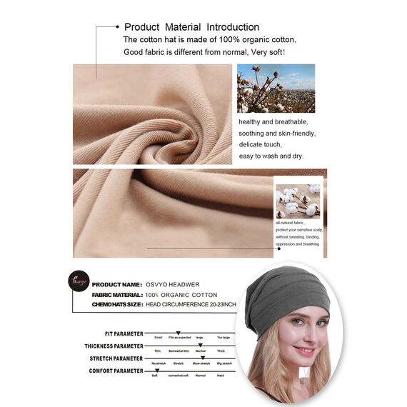 osvyo Baumwolle Chemo Hüte Soft Caps Krebs Kopfbedeckungen für Frauen Haarausfall versiegelt Verpackung Kirsche