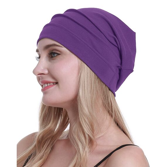 osvyo Baumwolle Chemo Hüte Soft Caps Krebs Kopfbedeckungen für Frauen Haarausfall versiegelt Verpackung PURPEL