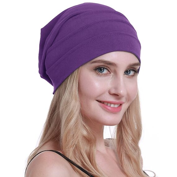 osvyo Baumwolle Chemo Hüte Soft Caps Krebs Kopfbedeckungen für Frauen Haarausfall versiegelt Verpackung PURPEL