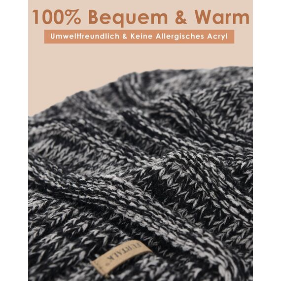 FURTALK Strickmütze Damen Slouch Beanie Mütze Street Style Grobstrick Wintermützen Klassische Weiche Beanie Winter