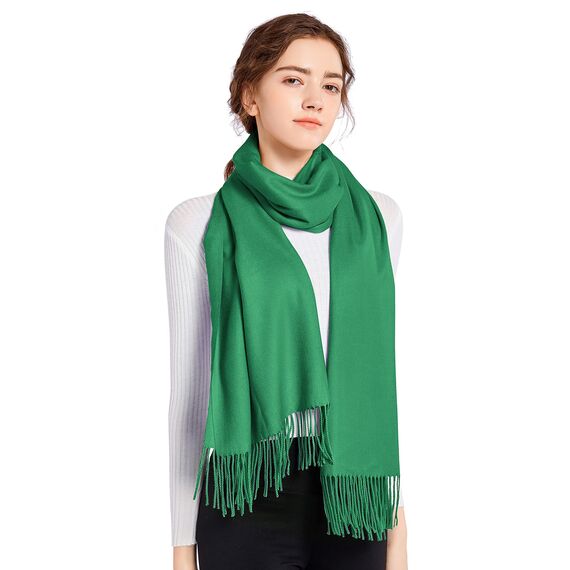 ELF KUCKUCK Schal Damen Winter Baumwolle Winterschal Pashmina Frauen Halstuch, Dunkelgrün