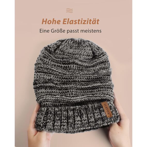 FURTALK Strickmütze Damen Slouch Beanie Mütze Street Style Grobstrick Wintermützen Klassische Weiche Beanie Winter