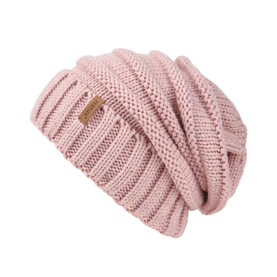 FURTALK Gestrickte Winter Slouchy Beanie Mütze Oversized Unisex Crochet Cable Ski Cap Baggy Slouch Hüte für Frauen Männer, Rosa, Einheitsgröße