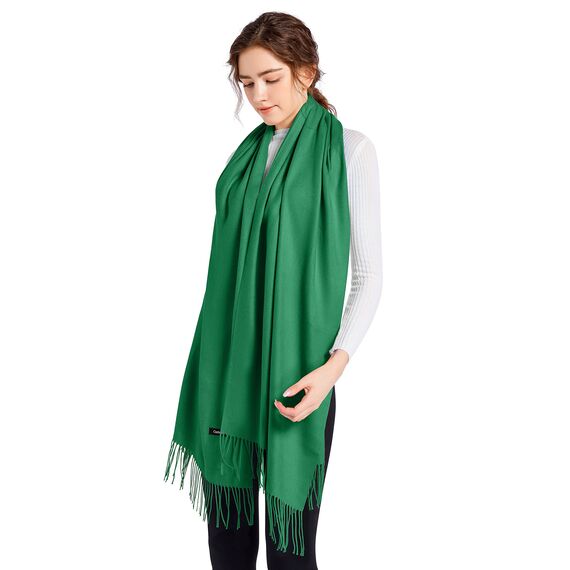 ELF KUCKUCK Schal Damen Winter Baumwolle Winterschal Pashmina Frauen Halstuch, Dunkelgrün