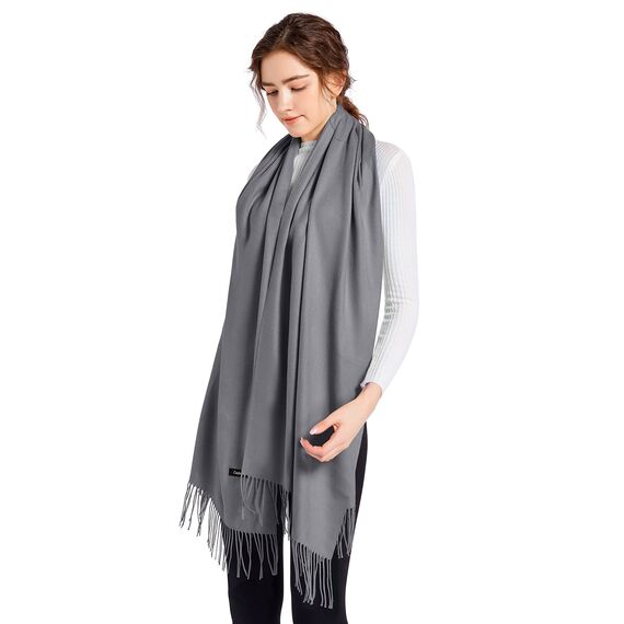 ELF KUCKUCK Schal Damen Winter Baumwolle Winterschal Pashmina, Geschenke für Frauen Freundin Mama, Dunkelgrau