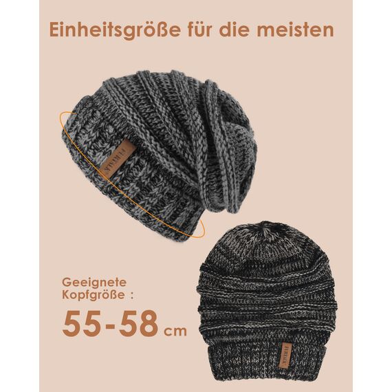 FURTALK Strickmütze Damen Slouch Beanie Mütze Street Style Grobstrick Wintermützen Klassische Weiche Beanie Winter