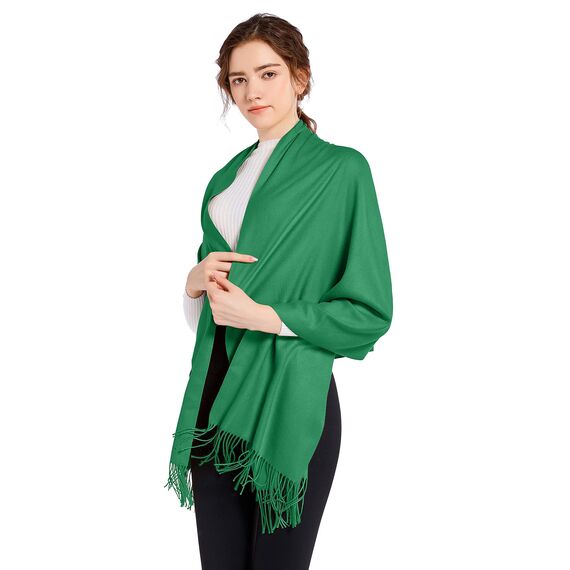 ELF KUCKUCK Schal Damen Winter Baumwolle Winterschal Pashmina Frauen Halstuch, Dunkelgrün