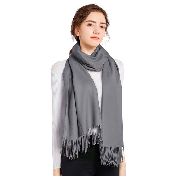 ELF KUCKUCK Schal Damen Winter Baumwolle Winterschal Pashmina, Geschenke für Frauen Freundin Mama, Dunkelgrau