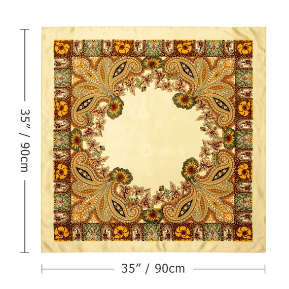 DRESHOW 90x90cm Große Quadratische Schals für Damen 4 Stück Seide Kopftuch Bandanas Haartuch Halstuch Haarschmuck