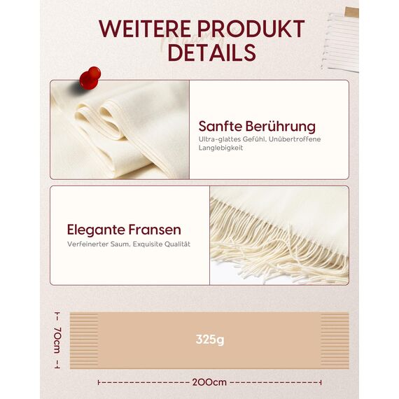 MaaMgic Schal Damen Warm Winter Herbst unifarben Baumwolle mit quasten/fransen, 20+ Farben Einfarbig & Kariert Pashmina Stola Schals MEHRWEG,Sahneweiß NICHT reinweiß
