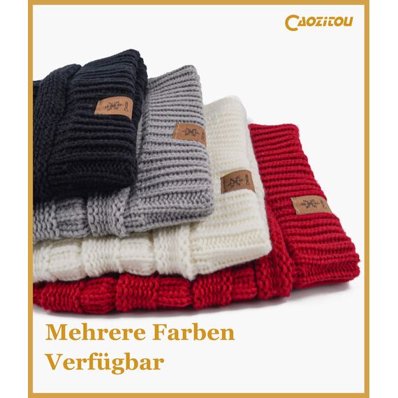 CAOZITOU Mütze Damen Winter, Beanie Wintermütze Thermo Warm Fleece, Weiche Strickmütze für Outdoorsport (Weiß)
