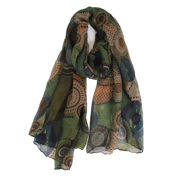 Van Der Rich ® - Tücher Schal Dessin Blumen Größe: 180cm*80cm - Damen (31-Khaki, TU)