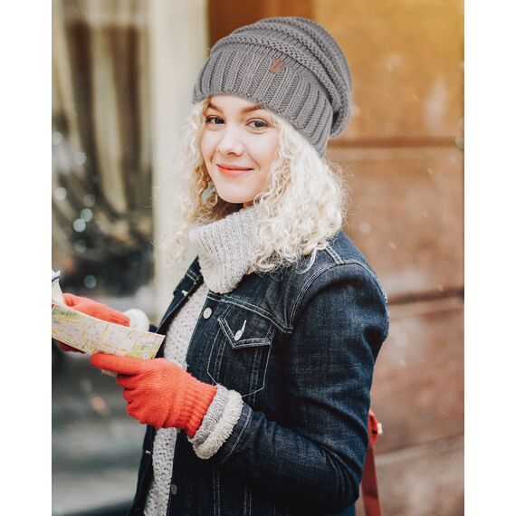 FURTALK Gestrickte Winter Slouchy Beanie Mütze Oversized Unisex Crochet Cable Ski Cap Baggy Slouch Hüte für Frauen Männer, Rosa, Einheitsgröße