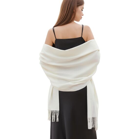RIIQIICHY Damen Schal Elfenbein Stola Festlich für Abendkleid Pashmina Schals Tücher für Frauen Hochzeit Schultertuch Frühling Winter Schal Warme Kuschelig