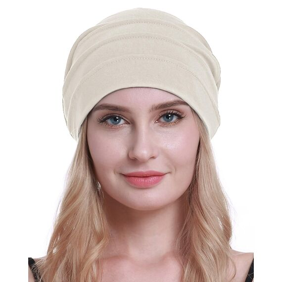 osvyo Baumwolle Chemo Hüte Soft Caps Krebs Kopfbedeckungen für Frauen Haarausfall versiegelt Verpackung,PULVERWEISS