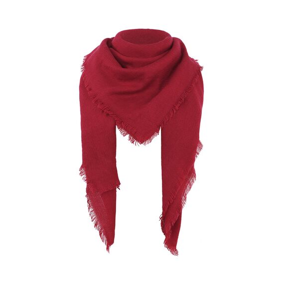 Durio Karoschal Damen Schal Winter Weich Deckenschal Quadratisch Übergroßer Strickschal Kariert Poncho mit Fransen Rot