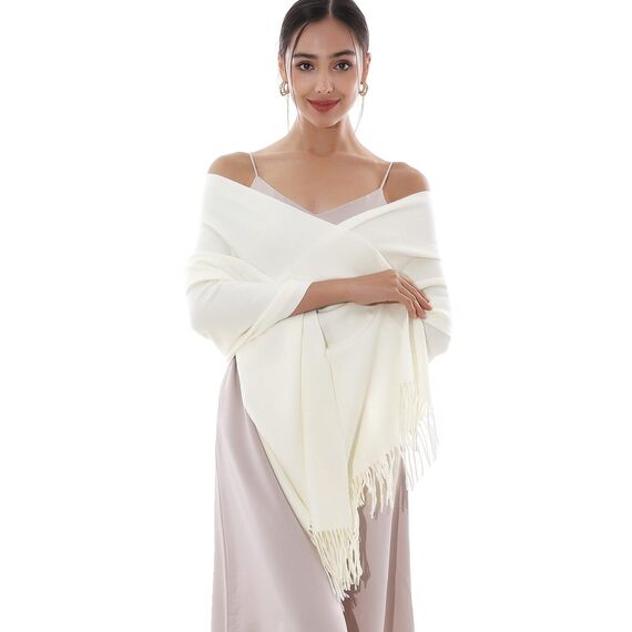 RIIQIICHY Damen Schal Elfenbein Stola Festlich für Abendkleid Pashmina Schals Tücher für Frauen Hochzeit Schultertuch Frühling Winter Schal Warme Kuschelig