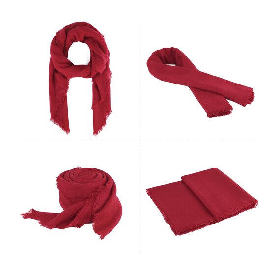 Durio Karoschal Damen Schal Winter Weich Deckenschal Quadratisch Übergroßer Strickschal Kariert Poncho mit Fransen Rot