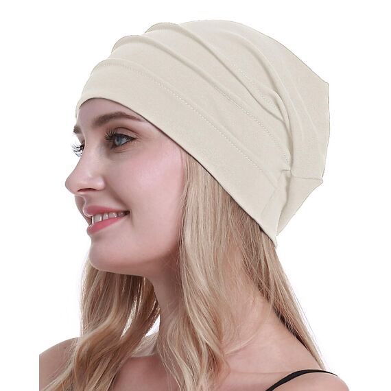 osvyo Baumwolle Chemo Hüte Soft Caps Krebs Kopfbedeckungen für Frauen Haarausfall versiegelt Verpackung,PULVERWEISS