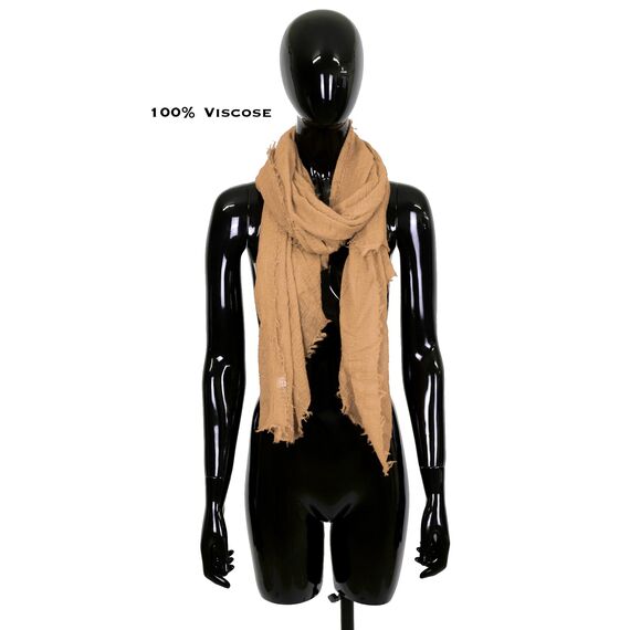 Van Der Rich ® - Schal mit fein gekreppter Oberfläche für Damen und Herren (102-Kamel, One Size)