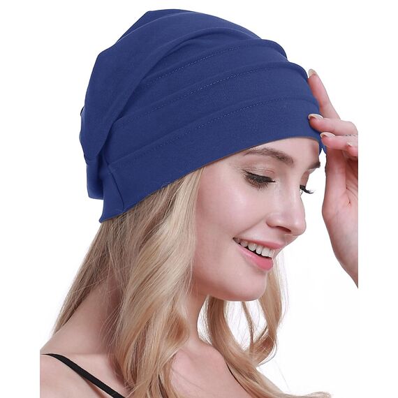 osvyo Baumwolle Chemo Hüte Soft Caps Krebs Kopfbedeckungen für Frauen Haarausfall versiegelt Verpackung,Star Command BLAU