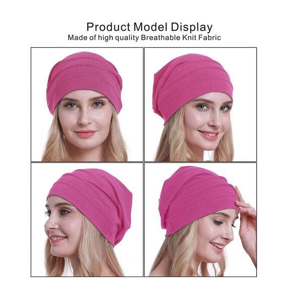osvyo Baumwolle Chemo Hüte Soft Caps Krebs Kopfbedeckungen für Frauen Haarausfall versiegelt Verpackung,Fuscia PINK