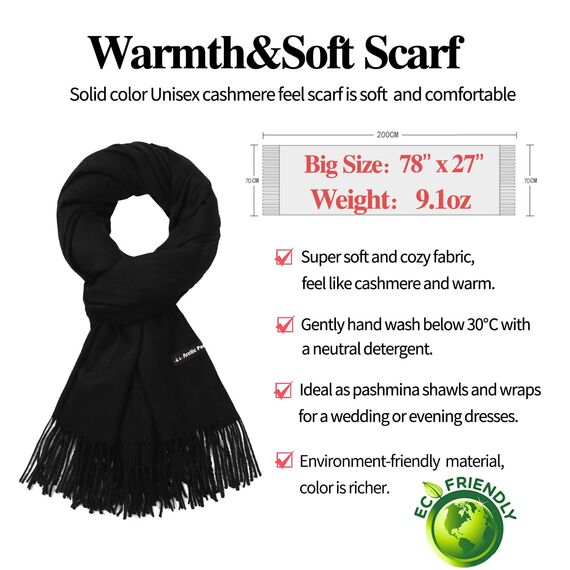 Arctic Penguin Pashmina Schal Kaschmir Stolen Damen Schultertuch für Frauen Hochzeit Kaschmirschal Herren Umschlagtuch Winter/ (Schwarz)