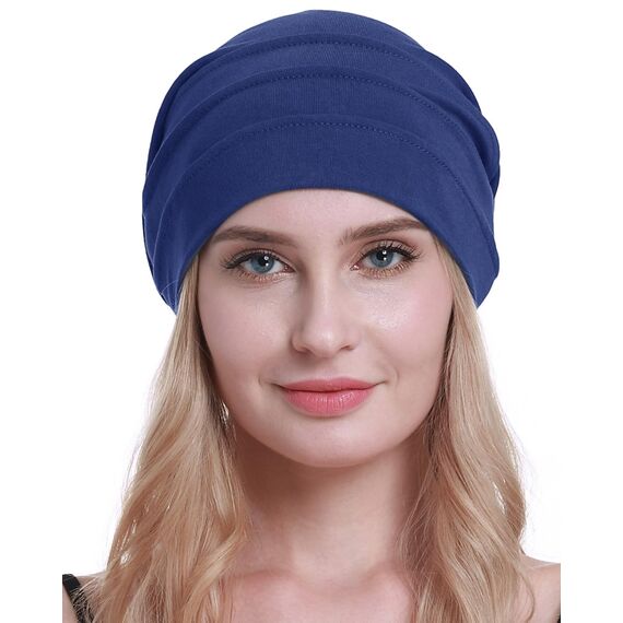 osvyo Baumwolle Chemo Hüte Soft Caps Krebs Kopfbedeckungen für Frauen Haarausfall versiegelt Verpackung,Star Command BLAU