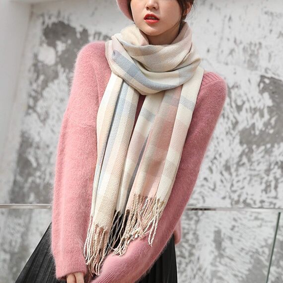 Chalier Fashion Winter Schal Damen Geschenke für Frauen Kaschmir Großer Karierter Quadratischer Damenschal Mama Freundin Karo Streifenmuster Weihnachtsmanns Geheimes Geschenk für Frauen