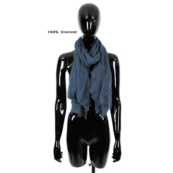 Van Der Rich ® - Schal mit fein gekreppter Oberfläche für Damen und Herren (22-Dunkeldenim, One Size)