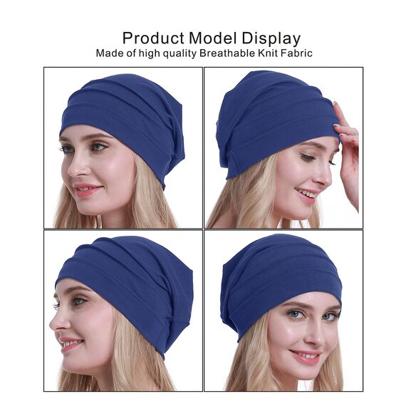 osvyo Baumwolle Chemo Hüte Soft Caps Krebs Kopfbedeckungen für Frauen Haarausfall versiegelt Verpackung,Star Command BLAU