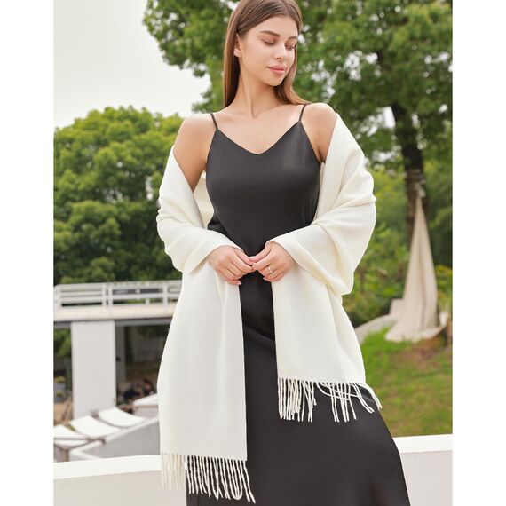 RIIQIICHY Damen Schal Elfenbein Stola Festlich für Abendkleid Pashmina Schals Tücher für Frauen Hochzeit Schultertuch Frühling Winter Schal Warme Kuschelig