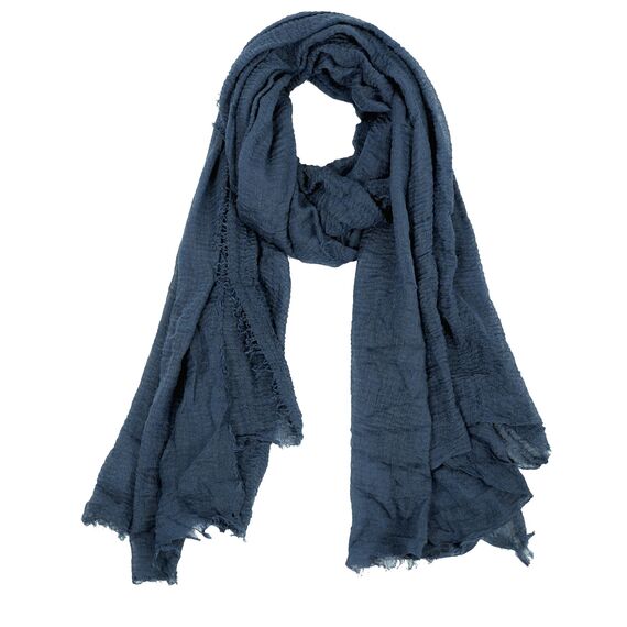 Van Der Rich ® - Schal mit fein gekreppter Oberfläche für Damen und Herren (22-Dunkeldenim, One Size)