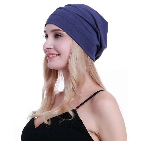 osvyo Baumwolle Chemo Hüte Soft Caps Krebs Kopfbedeckungen für Frauen Haarausfall versiegelt Verpackung Denim BLAU