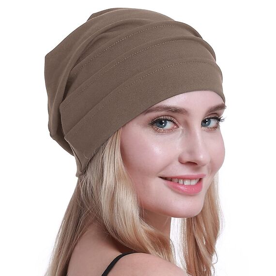 osvyo Baumwolle Chemo Hüte Soft Caps Krebs Kopfbedeckungen für Frauen Haarausfall versiegelt Verpackung Tiefe Aprikose