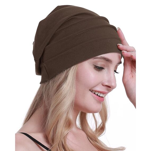 osvyo Baumwolle Chemo Hüte Soft Caps Krebs Kopfbedeckungen für Frauen Haarausfall versiegelt Verpackung Leichter Kaffee