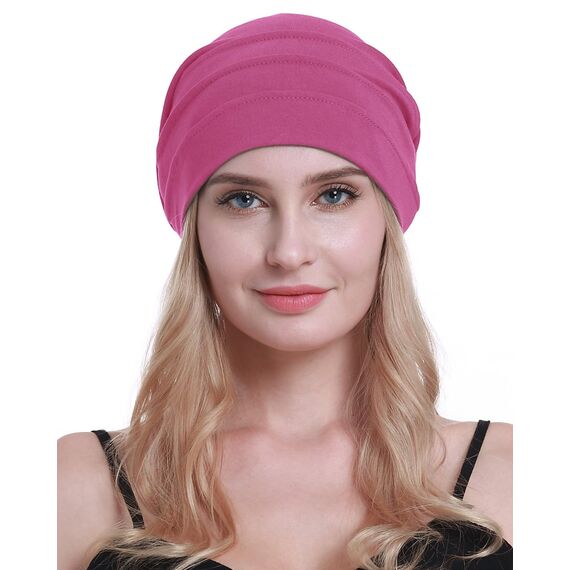 osvyo Baumwolle Chemo Hüte Soft Caps Krebs Kopfbedeckungen für Frauen Haarausfall versiegelt Verpackung,Fuscia PINK