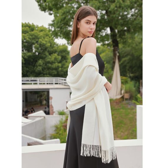 RIIQIICHY Damen Schal Elfenbein Stola Festlich für Abendkleid Pashmina Schals Tücher für Frauen Hochzeit Schultertuch Frühling Winter Schal Warme Kuschelig