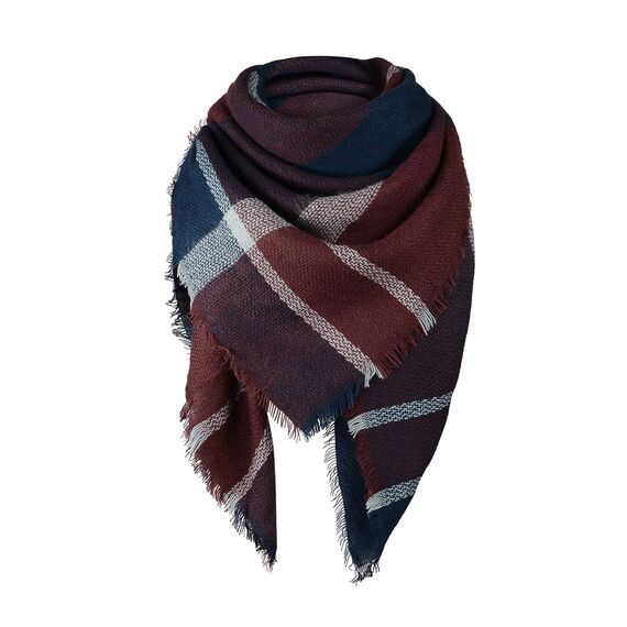 Durio Halstuch Tuch Dreieckstuch Damen Herbstschal Dünn Schal Weich Deckenschal Tuch Elegant Mit Fransen F33-Dunkelrot Einheitsgröße