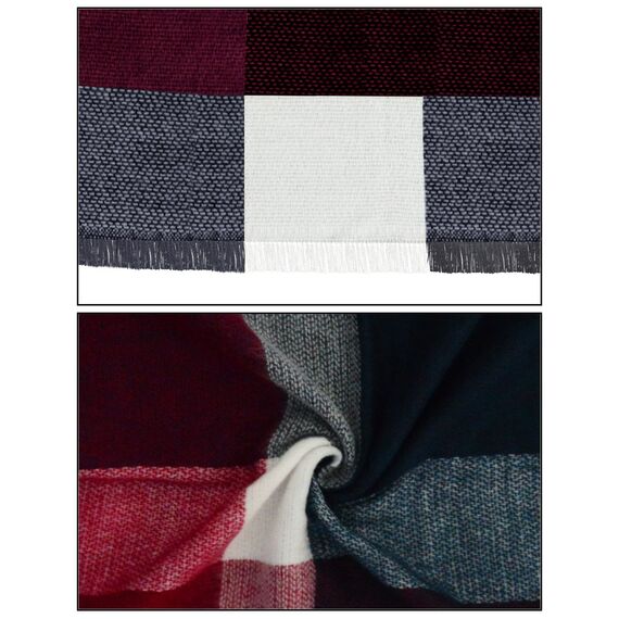Lantch Damen Schal Kariert übergroßer Quadratisch Deckenschal Herbstschal Winterschal Karo Tartan Streifen Plaid Muster XXL Oversized Fransen Poncho (Stil4)