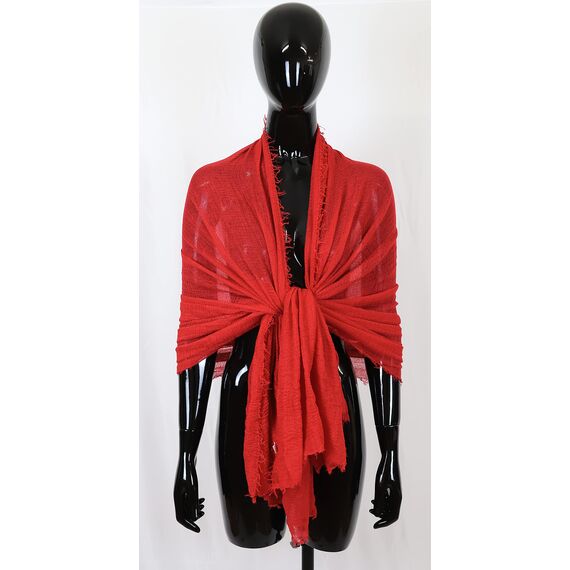 Van Der Rich ® - Schal mit fein gekreppter Oberfläche für Damen und Herren (45-Rot, One Size)