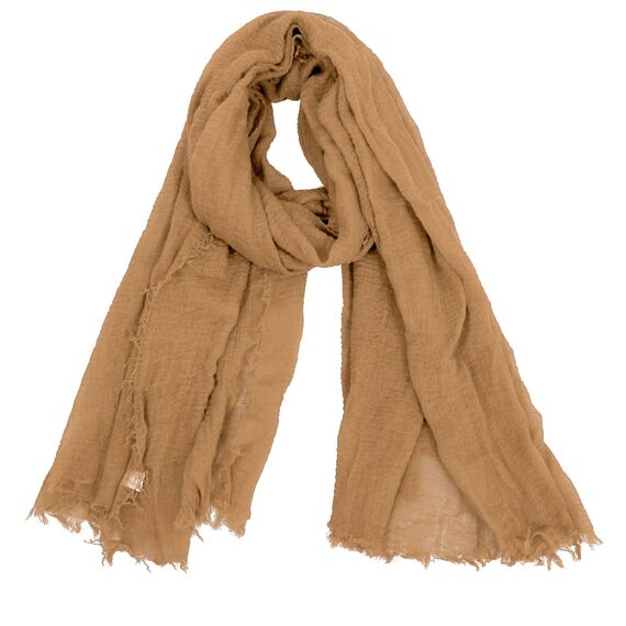 Van Der Rich ® - Schal mit fein gekreppter Oberfläche für Damen und Herren (102-Kamel, One Size)
