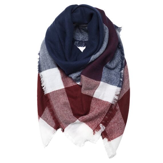 Lantch Damen Schal Kariert übergroßer Quadratisch Deckenschal Herbstschal Winterschal Karo Tartan Streifen Plaid Muster XXL Oversized Fransen Poncho (Stil4)