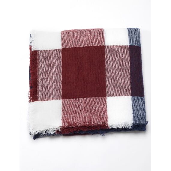 Lantch Damen Schal Kariert übergroßer Quadratisch Deckenschal Herbstschal Winterschal Karo Tartan Streifen Plaid Muster XXL Oversized Fransen Poncho (Stil4)